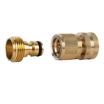 

2pcs Pipe Brass Joint High Pressure Threaded Quick Water Connection Car Wash Faucet Quick Hose End Connector Garden Hose Nozzle