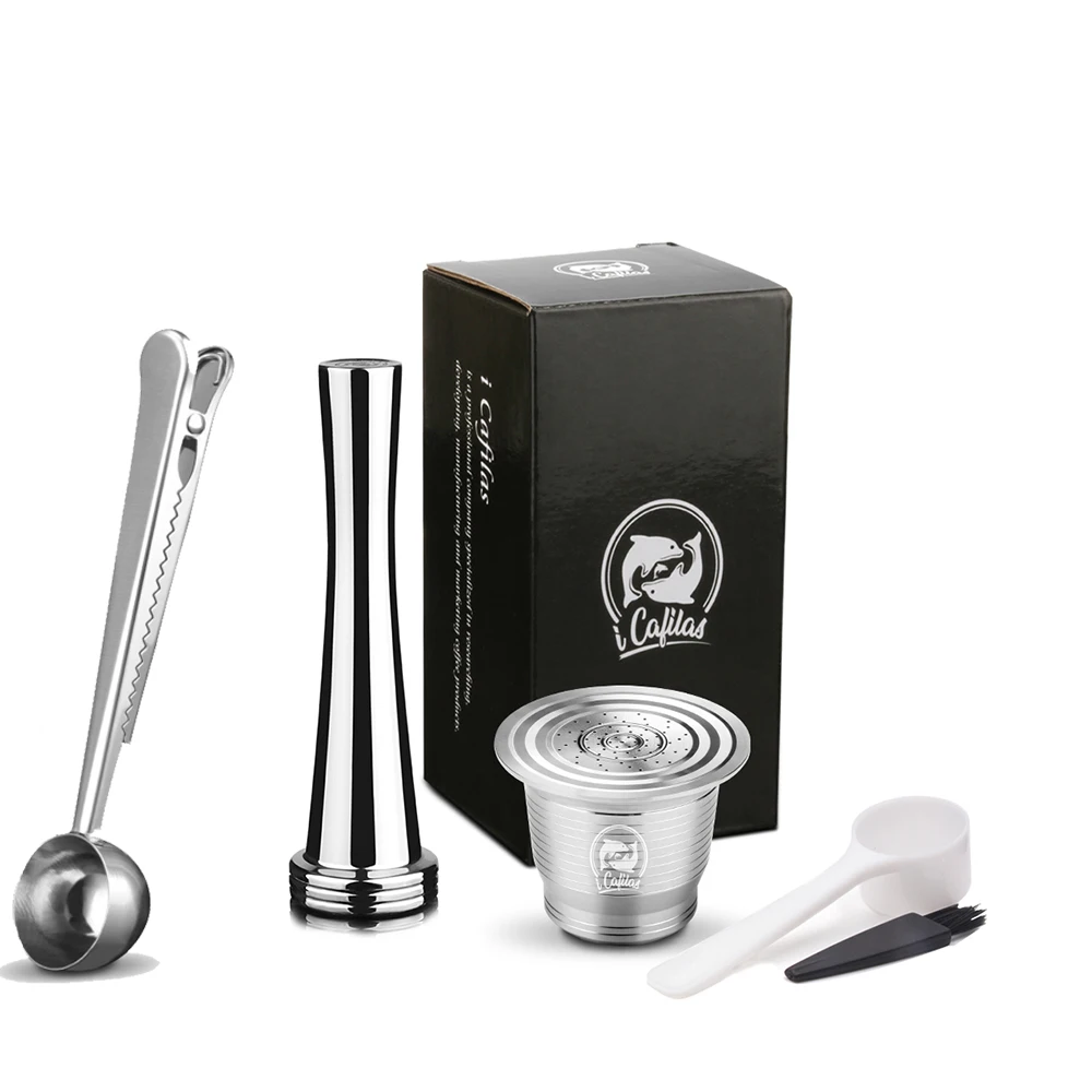 Nespresso многоразовые капсулы нержавеющая сталь кофе inox кафе Перманентный кофе фильтр трамбовки кофейная посуда для машин Nespresso - Цвет: 1Capsule 1Tamper 1S