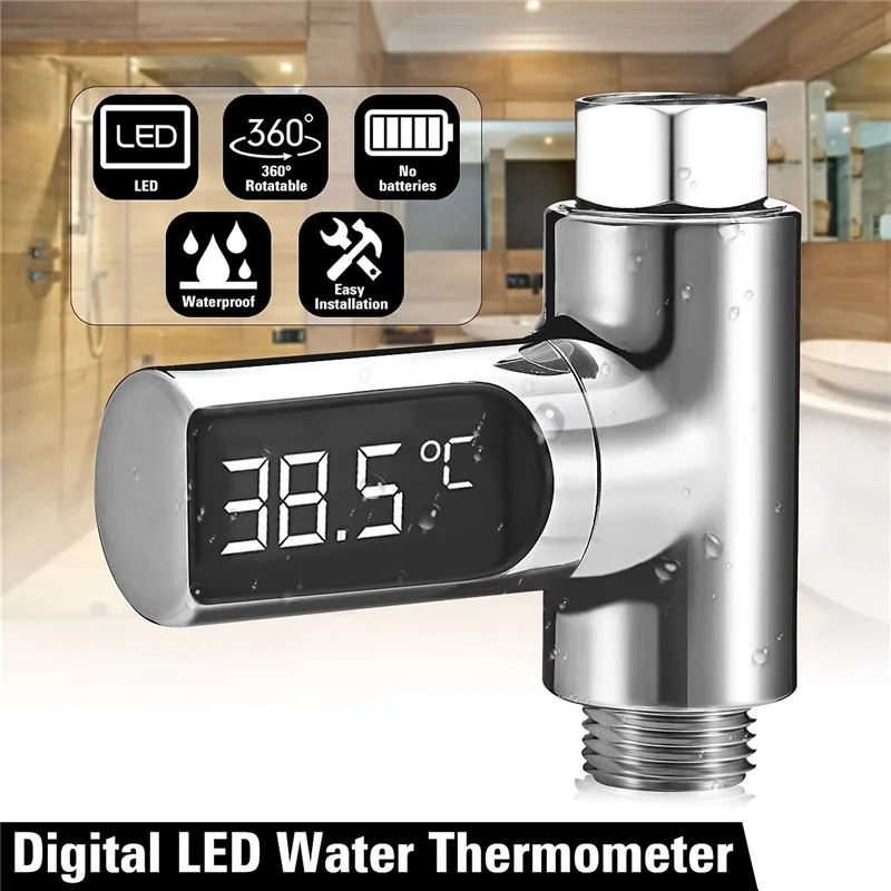 

Digital LED Display Faucet Temperature Monitor Water Temperature Meter Gauge Smart Shower Faucet for Kitchen Bathroom
