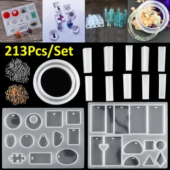 

213Pcs Diy Jewelry Casting Molds Tools Set More 9 Silicone Jewelry Resin Molds With 70 Designs 1 Earring Molds With 25 Designs