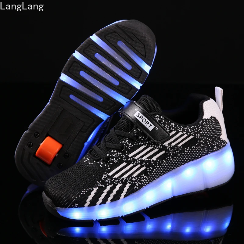 Детские светящиеся роликовые туфли Heelys обувь для малышей мальчиков и девочек с