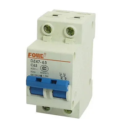 

AC 400V 63A 2 Pole 2P On-Off Switch Miniature Circuit Breaker DZ47-63 C63