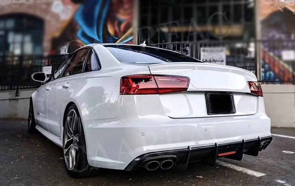 Задний диффузор для губ из углеродного волокна с лампой для Audi A6 S6 C7.5 Sline-(не для стандарта A6) K стиль