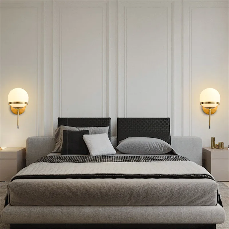 Nordic Iron Glass LED Wall Lamps Postmodern Living Room Bathroom Sconces Lighting Bedroom Bedside Aisle Stairs Bar Light Fixture