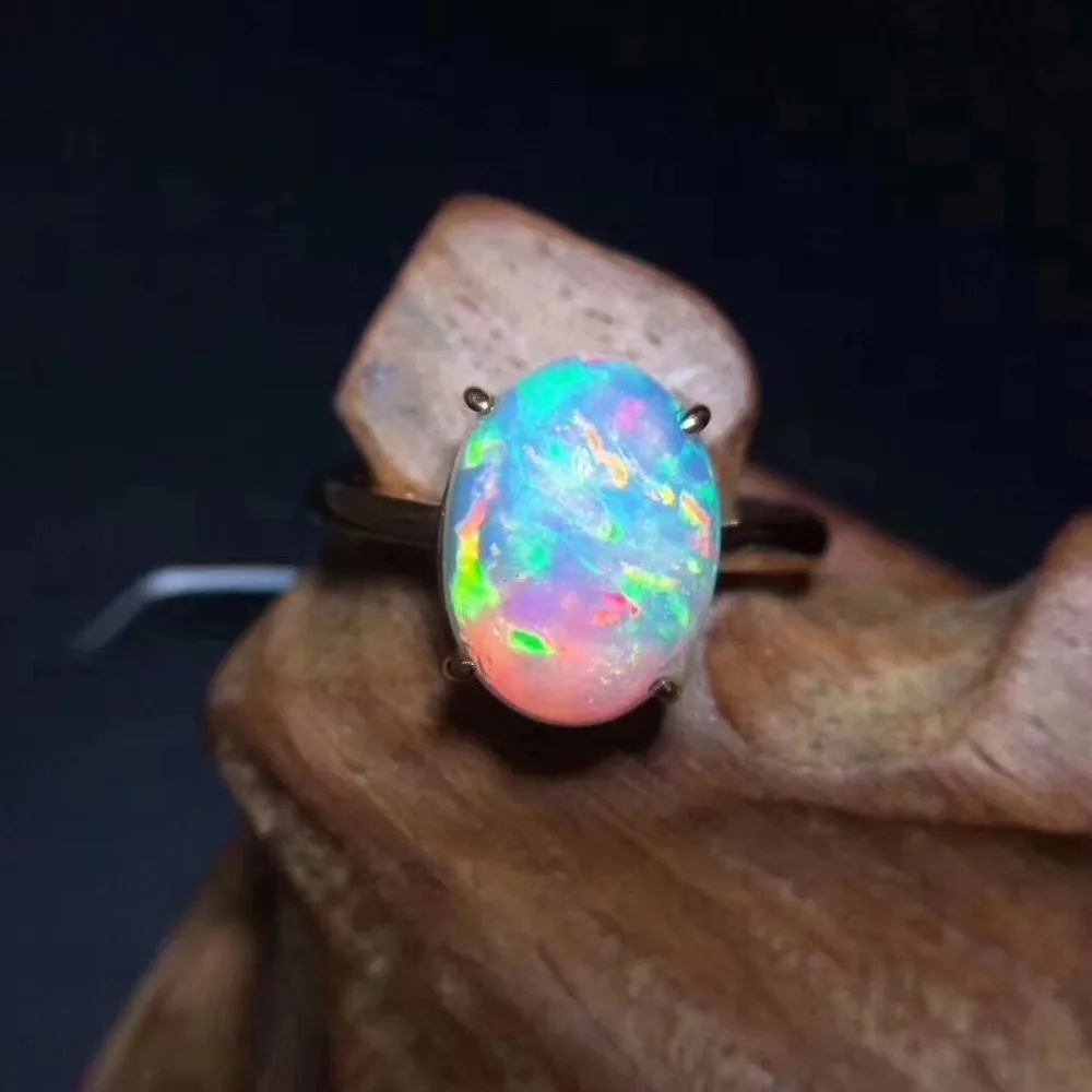 

New Natural Opal Ring 925 Silver Ladies Ring Colored Opal Luxury Elegant Beauty And Beauty Engagement Christmas Gift
