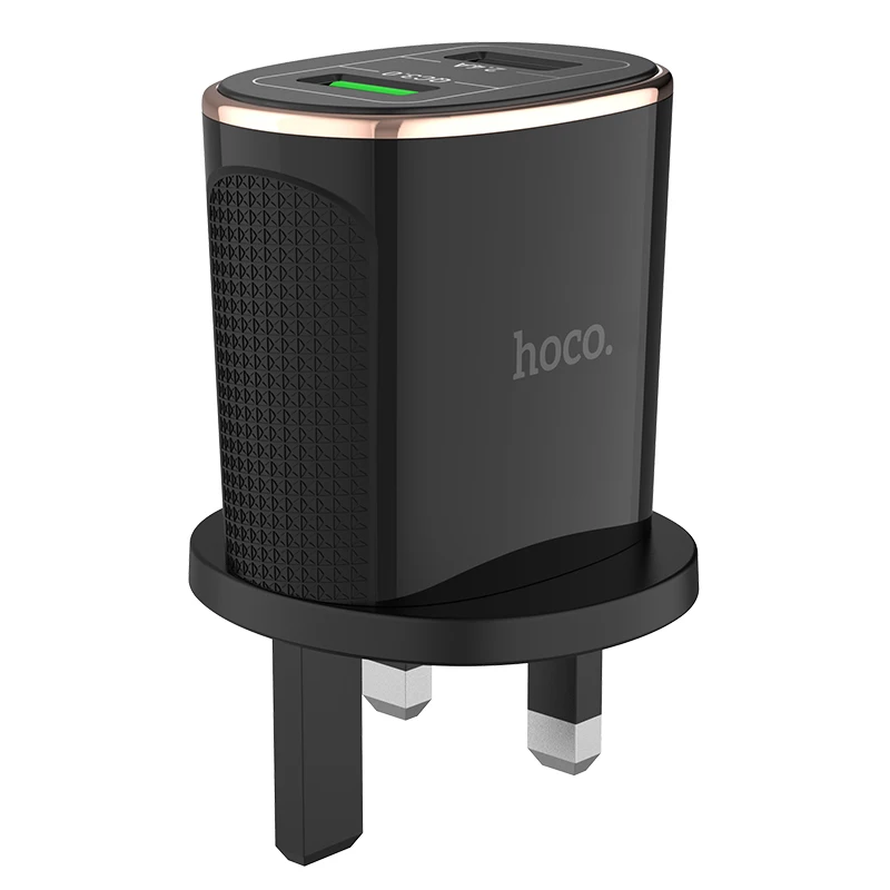 HOCO C60 быстрое 18 Вт QC 3,0 USB зарядное устройство для iPhone 11 Xs Xr Великобритания США ЕС вилка настенное зарядное устройство адаптер для samsung Xiaomi huawei - Тип штекера: black UK Plug