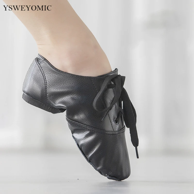Men Jazz Dance Shoes 28-45 Size Soft Black Leather Ballet Practise Jazz Dance Shoes For Boys and Girls