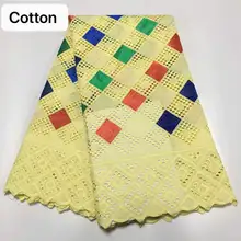 Горячая, модная пробитая хлопковая африканская кружевная ткань, Высококачественная швейцарская вуаль, Африканская Хлопковая Кружевная Ткань 5 ярдов! LCF9173