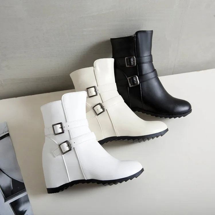 

Big Size 9 10 11 12 boots women shoes ankle boots for women ladies boots shoes woman winter Side zipper with belt buckle