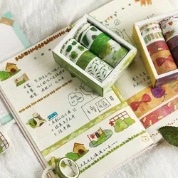 Ensemble de bande adhésive colorée pour compte à main, 10 rouleaux/boîte, ruban adhésif décoratif mignon pour Scrapbooking, fournitures de papeterie scolaire 