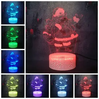 

Santa Claus Kid Gift Creative Xmas Tree Decor 7 Color Night Light 3D USB Plug Bedside Crack Lamp Cartoon Comic Shape LED Bulb