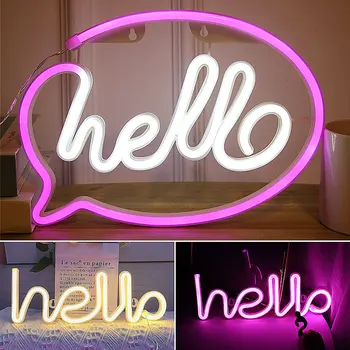 Hello Neon Light Led Wandlampen Winkel Groet Borden Home Decor Night Lamp Party Wedding Venster Winkel Batterij & Usb aangedreven Hello Neon Light Led Wandlampen Winkel Groet Borden Home Decor Night Lamp Party Wedding Venster Winkel Batterij & Usb aangedreven