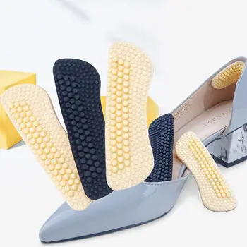 

1 pair 4D Heel Stickers Shoe Insoles for Women Lady Heel Protector Silica Gel Massage Inner Pads Self-adhesive Inserts
