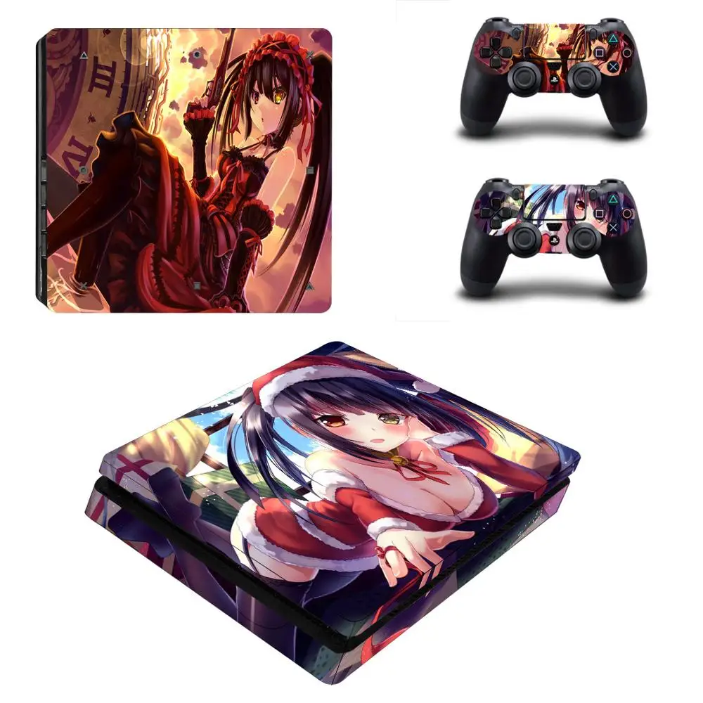 Аниме милая девушка Tokisaki Kurumi PS4 тонкая Наклейка защитная накладка наклейка для PS4 тонкая консоль и наклейки на регулятор винил