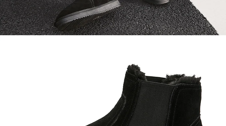 Ботильоны из натуральной кожи без шнуровки; водонепроницаемые черные зимние плюшевые ботинки «Челси»; мужские ботинки; Buty Zimowe Meskie Kar Botu chaussure homme