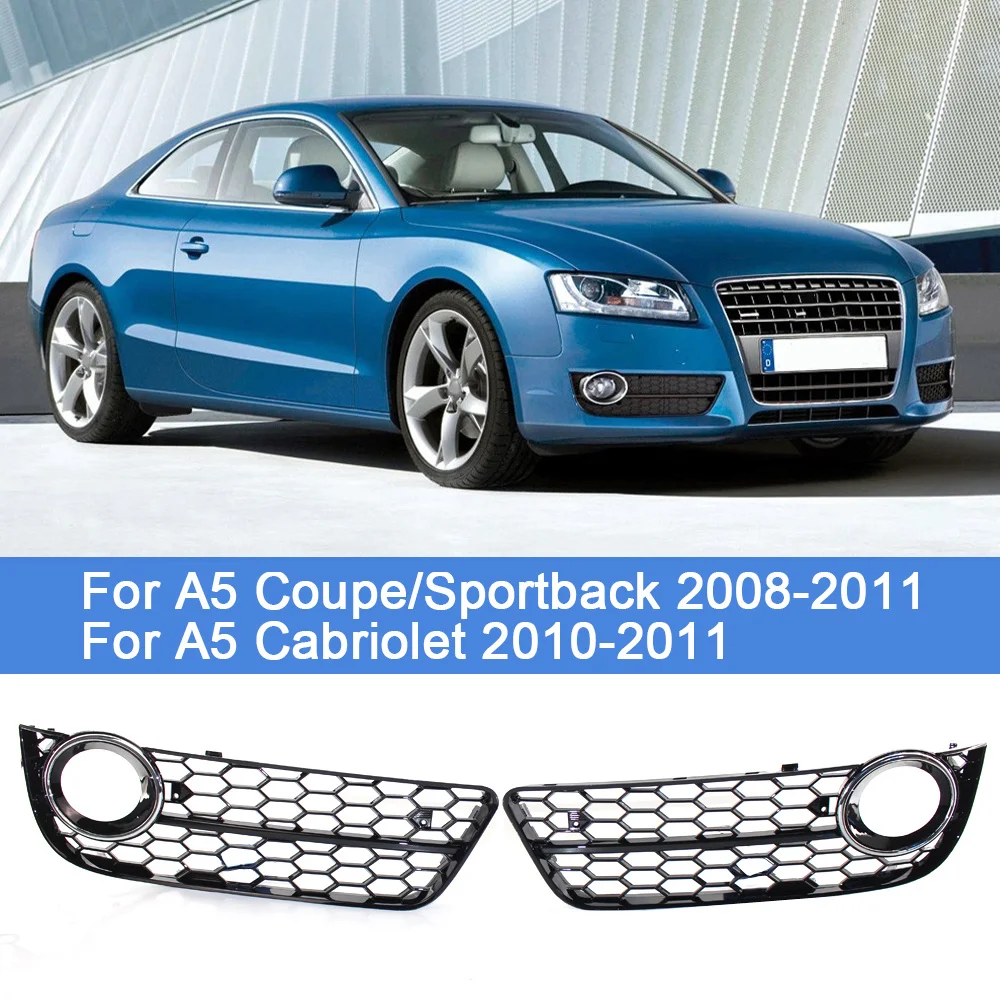

2PCS Car Front Bumper Fog Light Lamp Grille Grill Cover Honeycomb Mesh For Audi A5 Coupe/Sportback 2008-2011 Cabriolet 2010-2011