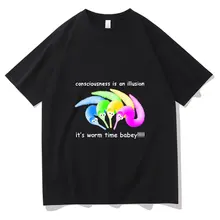 

Funny Cute Death Is Inevitable Magic Worm on A String Letter Print Tshirt Men Women Oversized EU Size T Shirts Short Sleeve Tops