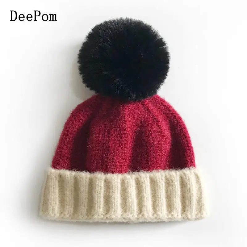 

DeePom Children Hat Beanie Winter Cap With Pompom Knitted Beanie Hats For Girls Boys Cute Pom Pom Hat Kids Baby Bonnets Gorro