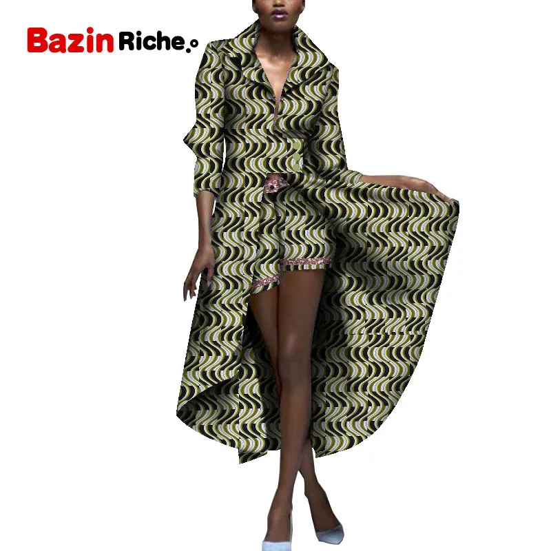 Женский костюм из двух предметов в африканском стиле для леди длинное платье+ короткие брюки из Анкары Дашики настоящая восковая печать одежда WY5281 - Цвет: 13