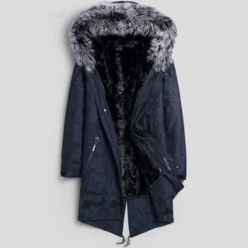 

Real Fur Coat Natural Mink Fur Coat Winter Jacket Men Real Fox Fur Collar Warm Parkas Plus Size Jackets JLK18JYP16 MY2001