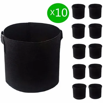 

10pcs Round Fabric Pots Plant Pouch Container Bag Aeration Pot Container Nursery Pots Nursery Flowerpot Transplant Bags