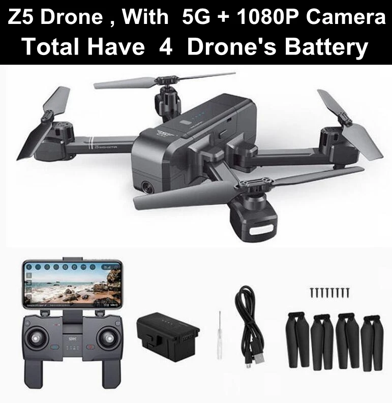 z5 5G 1080p 4 bty SJRC Z5 gps Радиоуправляемый квадрокоптер Дрон вертолет с 2,4G 5G Wifi FPV 1080P камера удержание высоты Квадрокоптер Follow Me V f11 pro e58 - Цвет: z5 5G 1080p 4 bty
