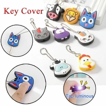 

1PC LED Light PVC Silicone Key Ring Cap Head Cover Keychain Case Shell Animals Shape Key Dust Cover Holder Key Chain Pendan