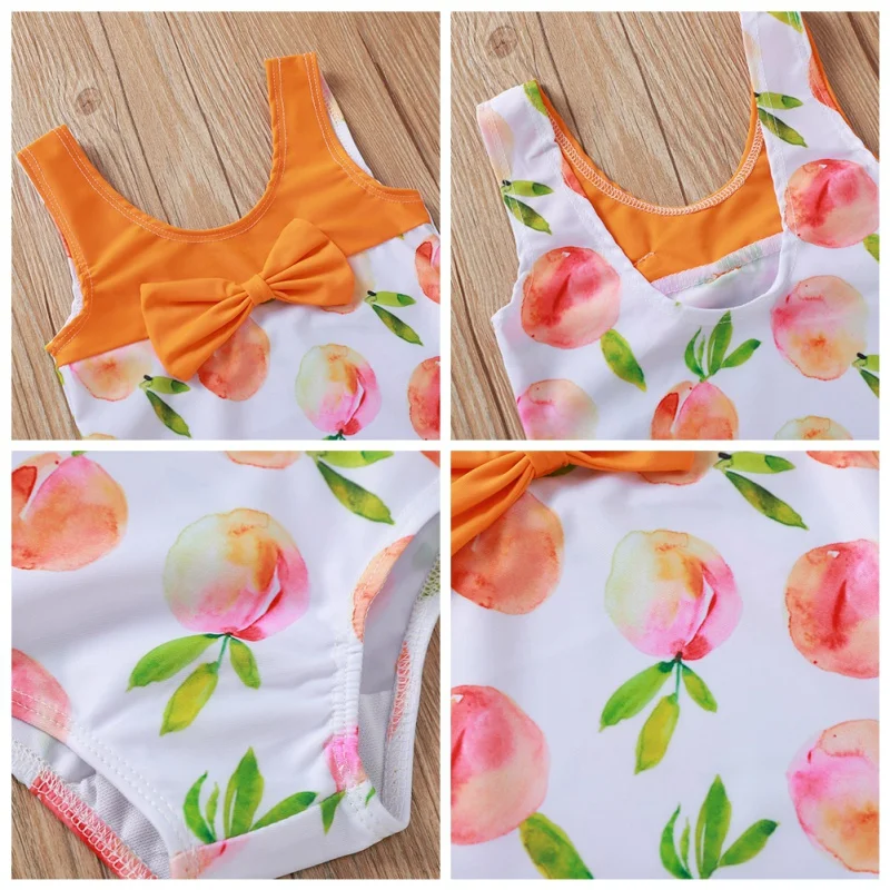 Одежда для купания для маленьких девочек; милый персиковый купальник без рукавов с бантом для детей от 6 месяцев до 4 лет; 4 цвета