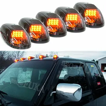 

5x 12LED Smoked Cab Roof Top Marker Running Clearance Warm Light For Dodge Ram