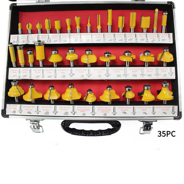 35 in1 Woodworking cutter 8mm handle electric wood milling trimming knife carving knife chamfering knife head combination tools