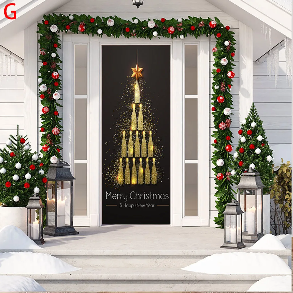 Christmas Decoration Door Stickers 3D Simulation Removable Wall Stickers Christmas Decorations for Home Door Stickers 19Oct09