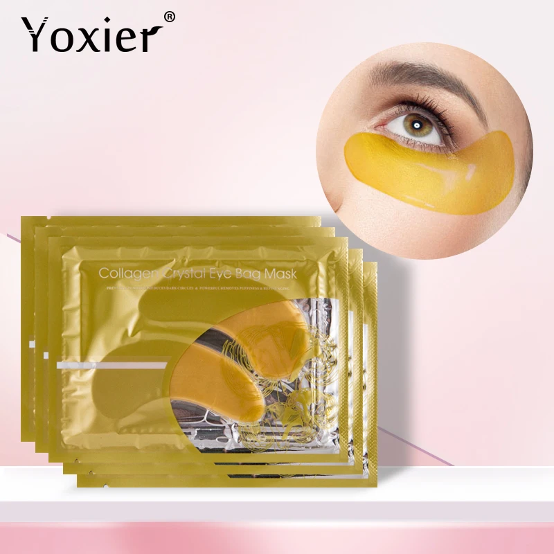 

10Pcs=5Packs Yoxier 24k Gold Crystal Collagen Eye Mask Eliminate Pouch Dark Circles Repair Fat Particles Skin Care Face Mask
