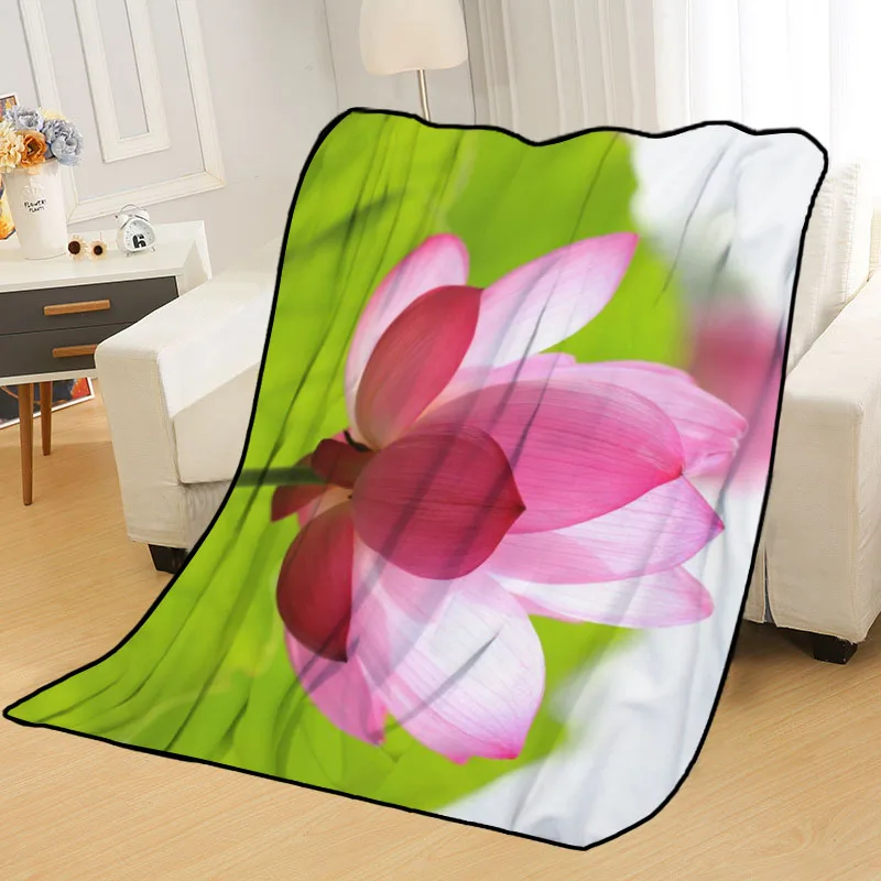 

New Arrival Lotus Flower Blankets Printing Soft Nap Blanket On Home/Sofa/Office Portable Travel Cover Blanket 1.10