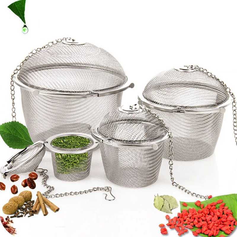 

3 Size Stainless Steel Tea Locking Spice Egg Shape Ball Mesh Infuser Tea Strainer With 2 Handles Lid