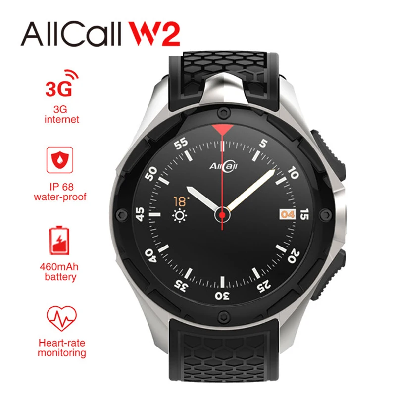 Смарт-часы AllCall W2, ОС Android 7,0, MTK6580, четыре ядра, 2 ГБ, 16 ГБ, Ip68, водонепроницаемые, умные часы, поддержка плавания, gps, спортивные часы