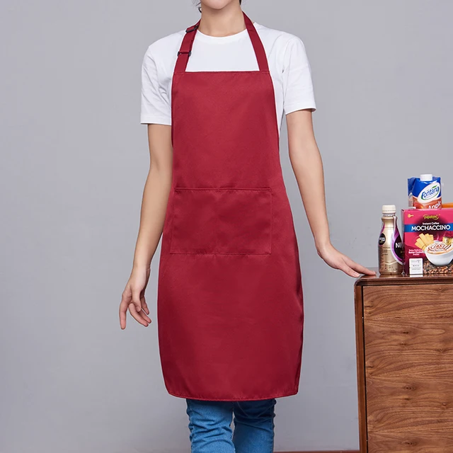 Hot Sale Cooking Kitchen Apron For Woman Men Chef Waiter Cafe Shop BBQ Hairdresser Aprons Bibs Kitchen Accessory Red