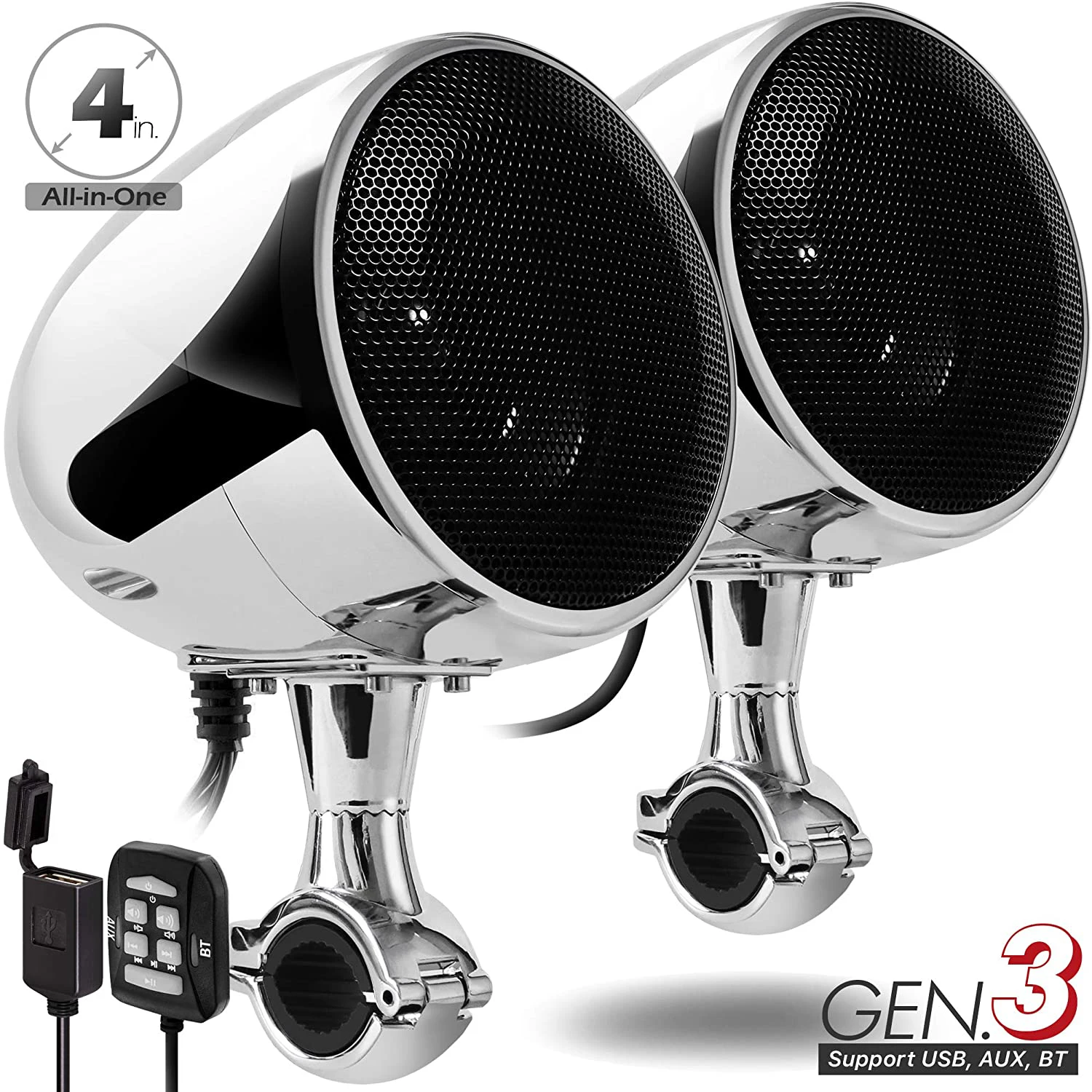 Aileap SPK350X 4-дюймовая Водонепроницаемая Bluetooth-стереоколонка для мотоцикла