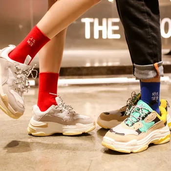 

Chinese characters Harajuku streetwear crazy socks Long High 2019 new Summer Korean fashion Hip hop Japanese Couple
