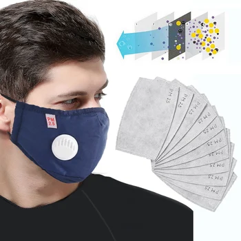 

3pcs Fashion Mask Anti Dust Face Mouth Mask PM2.5 Activated Carbon Filter Windproof Mouth-muffle Face Masks Health Care Reusable