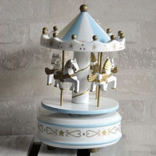 Faroot деревянная карусель 4 Лошадь карусель-го-круглый Заводной механический музыкальная шкатулка милые подарки