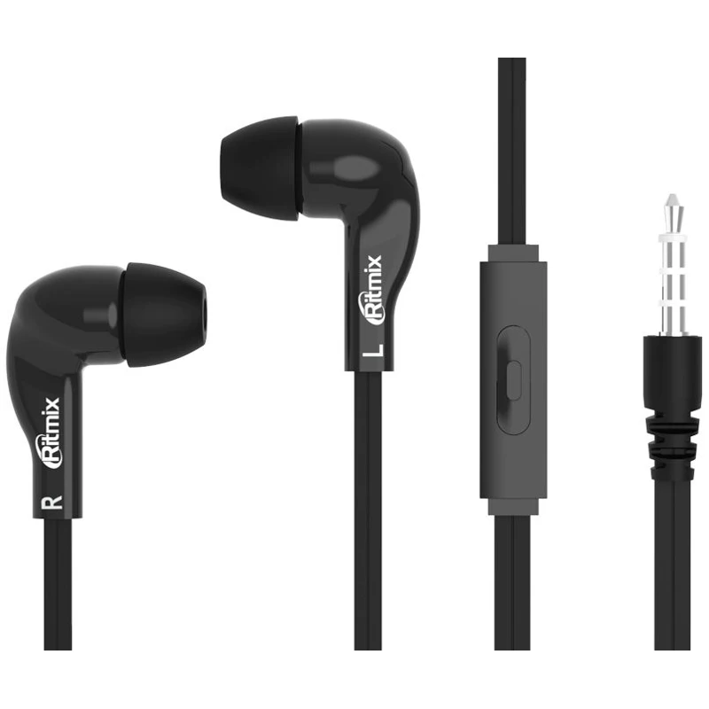 Гарнитура вкладыши Ritmix RH-004M 1.2м черный проводные