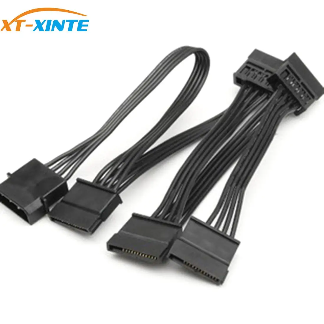 

XT-XINTE 4Pin to SATA 15Pin Adapter 1 to 5 Splitter Hard Drive Power Extension Cable 18AWG Red for DE Molex PC DIY