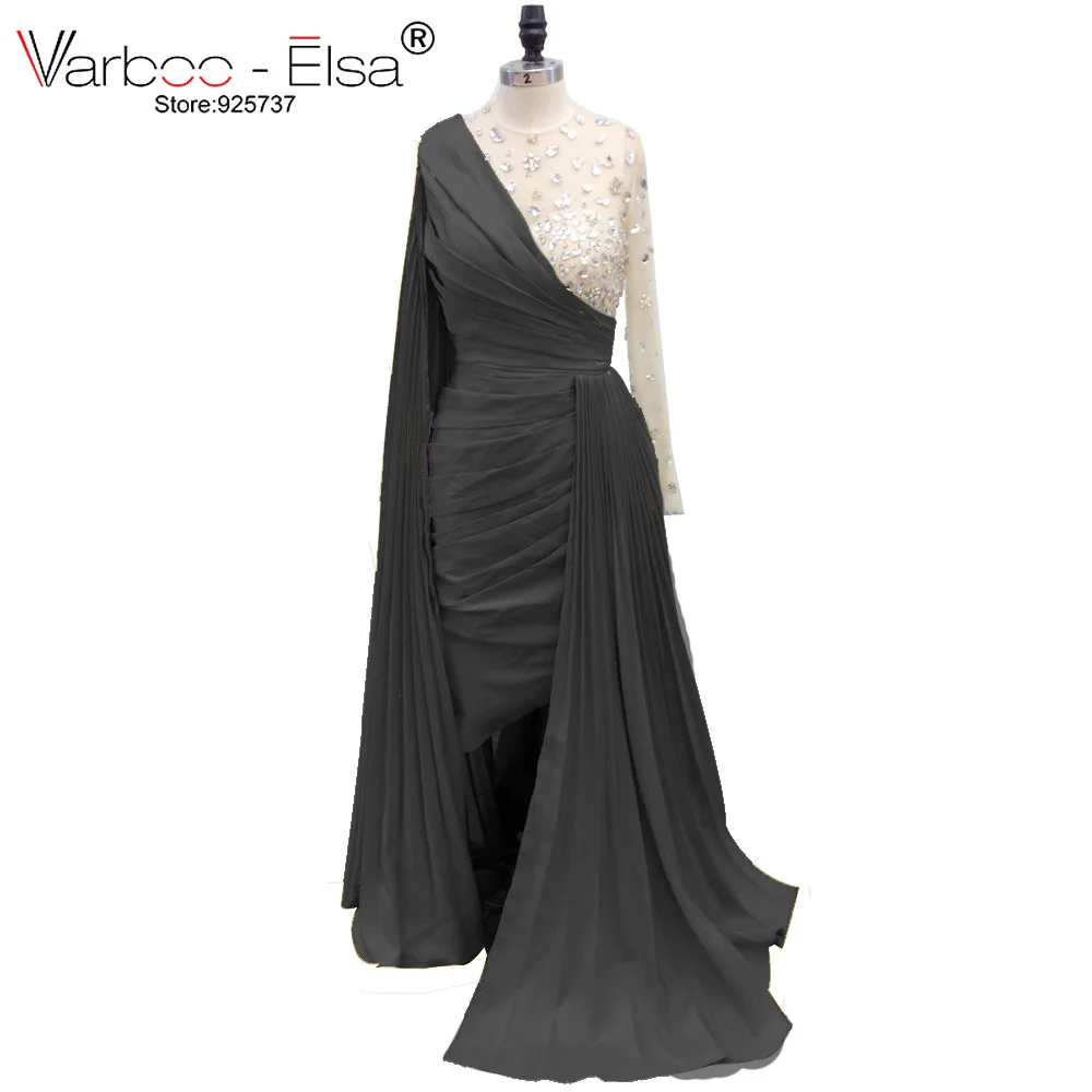 VARBOO_ELSA вечернее платье с длинным рукавом es ручная вышивка стразами robe de soiree musulman вечернее платье вечерние арабское вечернее платье
