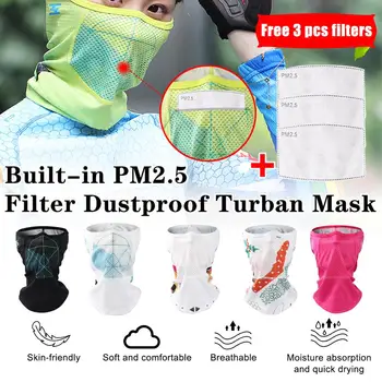 

DANALA Summer Outdoor Face Towel Headscarf Sunscreen Riding Mask Mouth and Nose Mask Activated Carbon PM2.5 Free 3pcs Filters
