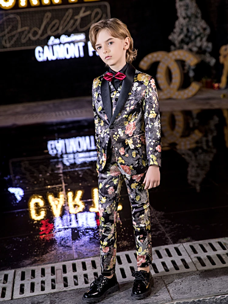 5PCS-02 YuanLu Блейзер; Детские костюмы; торжественный костюм; одежда для малышей; вечерние костюмы принцессы в британском стиле на свадьбу для мальчиков - Цвет: 5PCS-02