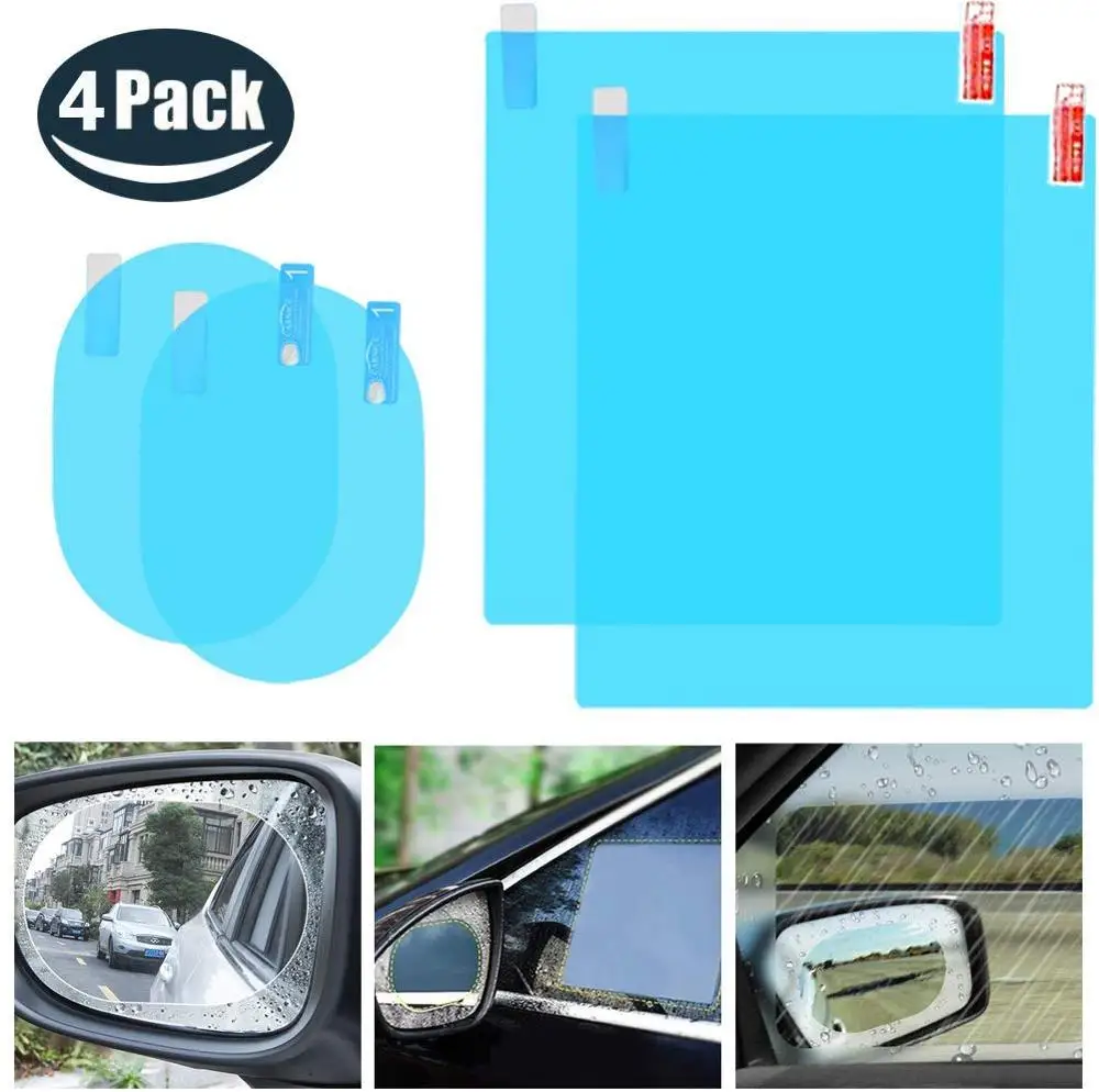 4pcs Car Rearview Mirror Film Hd Antifog Antiscratch Rainproof