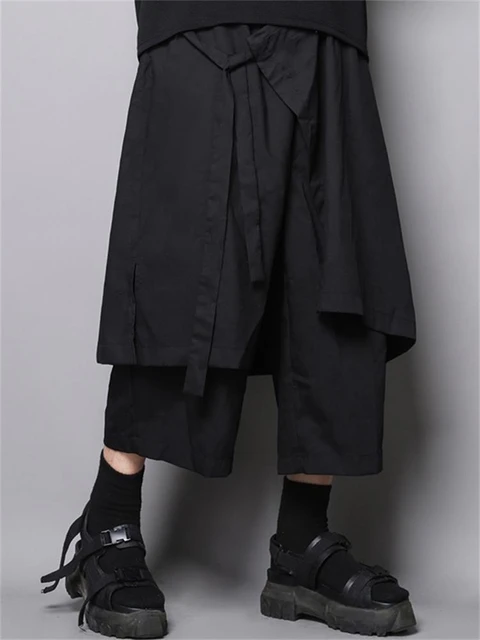 Oversized Belt Culotte Pants - Black