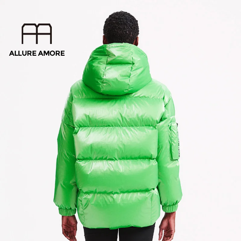 Allure Amore зимнее Новое поступление женское с капюшоном контрастного цвета толстое теплое модное женское короткое пуховое пальто