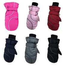 Детские толстые теплые стеганые лыжные перчатки, модные водонепроницаемые ветрозащитные детские варежки для мальчиков и девочек