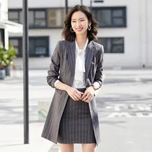 Women's Elegant Formal Business OL Spring Summer Long Sleeve Slim Blazer and Skirt Suit Office Ladies Work Wear Blazers Jacket